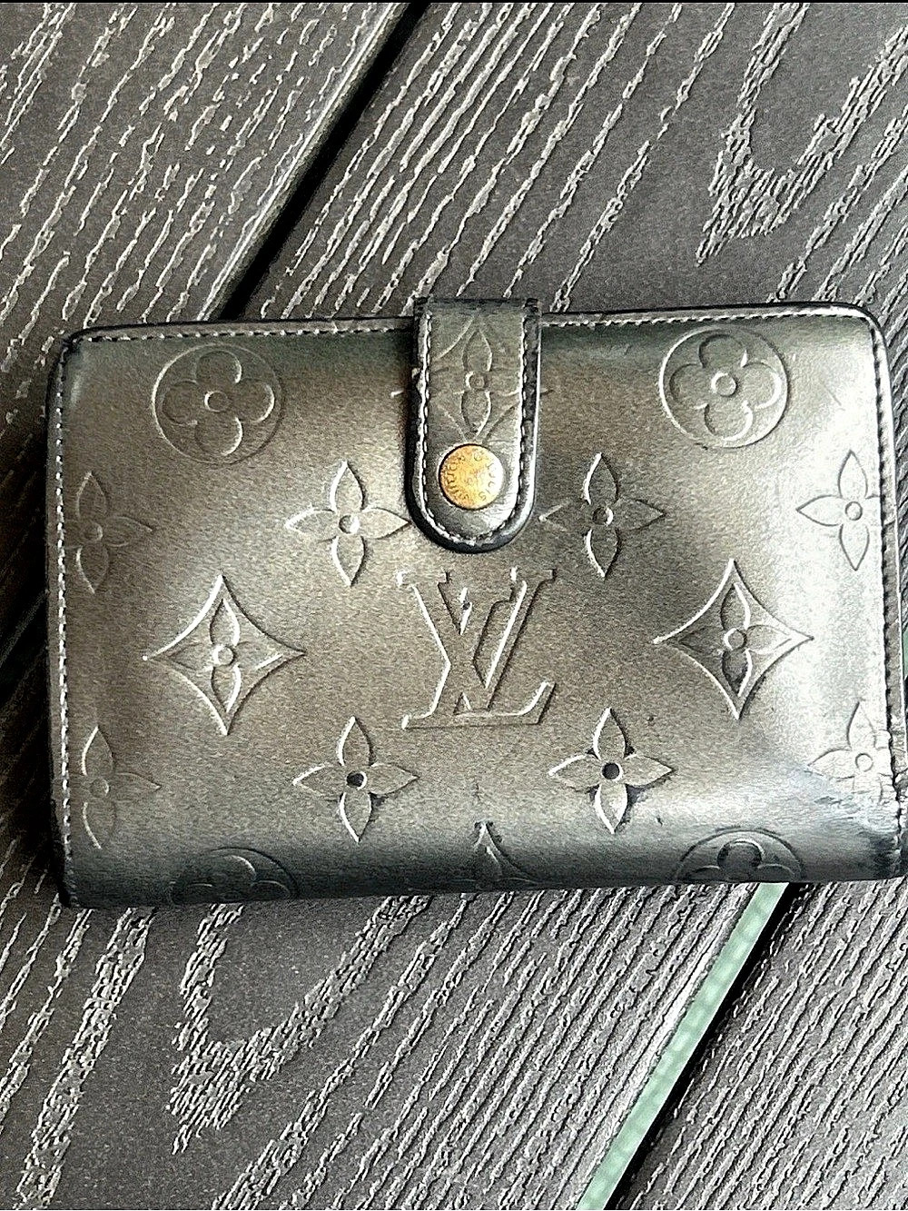 Louis Vuitton Vernis French Purse Wallet Gunmetal Kisslock